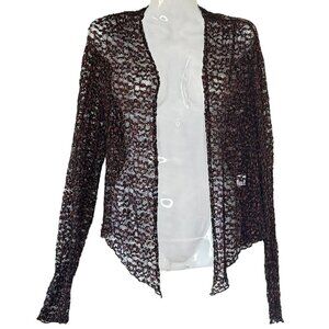 Elana Kattan Maxima Black Lace Open Cardigan Sweater Bolero Fairy Goth Size M